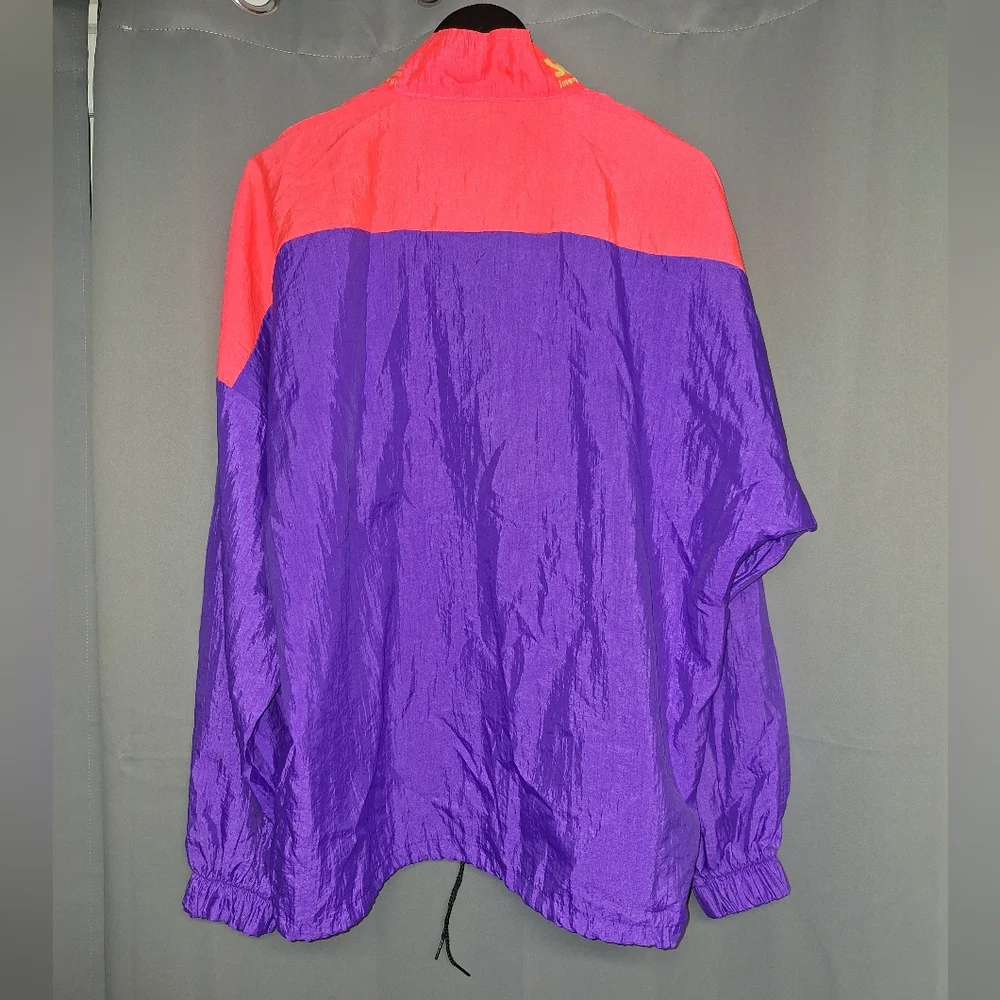Vtg Surf Style Pull Over Windbreaker Jacket 1/2 Zip Neon Vibrant Colorblock 90s - Picture 14 of 14